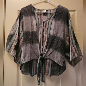 Chic Striped Tie-Front Blouse